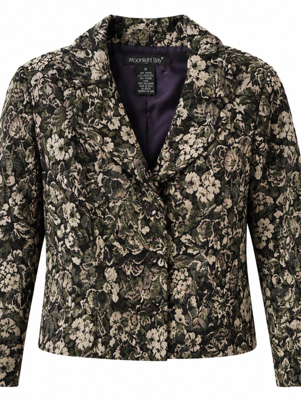 Moonlight Bay Black & Silver Floral Jacquard Suit Jacket